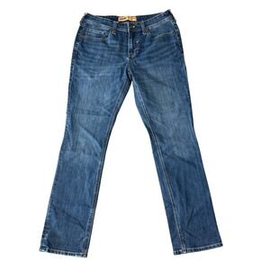 Seven7 Jeans Mens 32x32 Blue Slim Straight Stretch Whiskered Mid Rise Work Denim